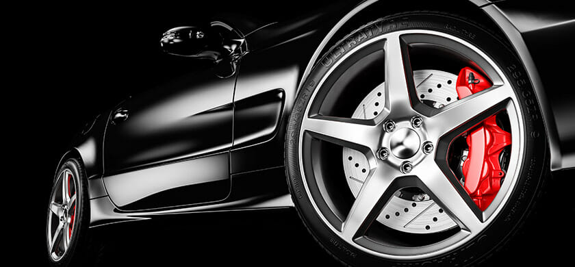 Home black car with a focus on the rim, this car uses wire from a wire company